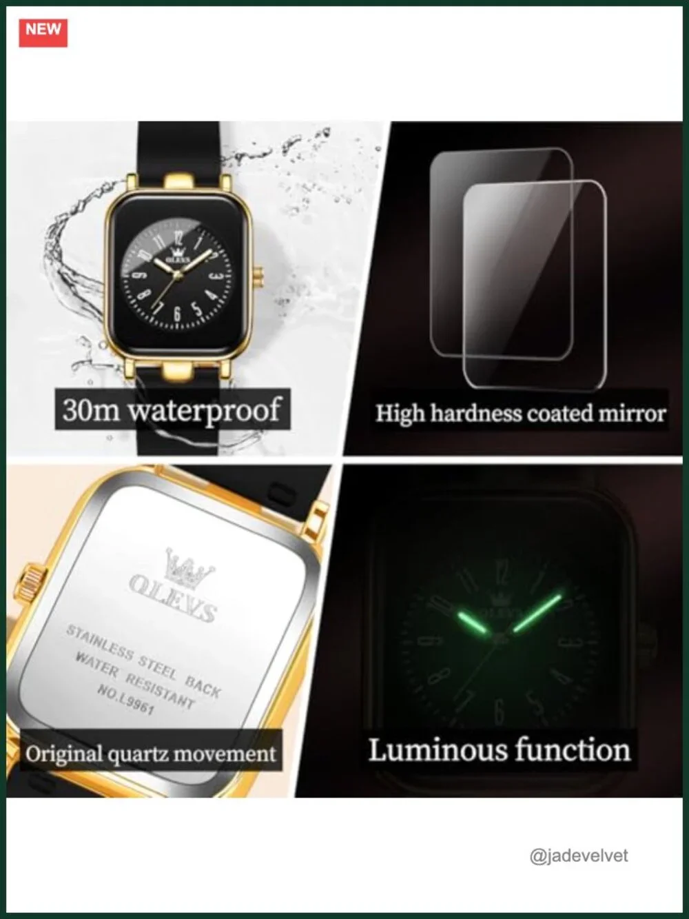 Womens Analog Quartz Watch Silicone Strap Luminous Waterproof Easy Read